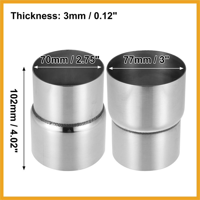 Partuto 2.75" ID to 3" ID Stainless Steel Car Exhaust