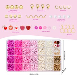 Huayuehong 4740 Pcs Clay Beads Making Kit, 5 Colors Flat Round Polymer Clay Beads for Bracelet Making, 6mm Heishi Beads for Friendship Bracelet Making Kit