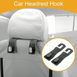 Partuto 2 Pcs Universal Car Seat Headrest Hook for Most Car, SUV, Truck Car Seat Back Organizer Hooks Sturdy Faux Leather Metal Deep Gray 6.3"x1.85"