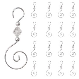 INCREWAY Ornament Hooks with Diamond Shaped Beads Christmas Decorations Metal Wire Acrylic Crystal Clear Jeweled for Christmas Tree Ornament Hanger