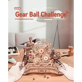 ROKR Gear Ball Challenge 3D Wooden Puzzle EGC01, 3D Puzzles for Adults, Wooden Marble Run Set, Christmas Birthday Gifts for Teens and Adults, Model Building Kits