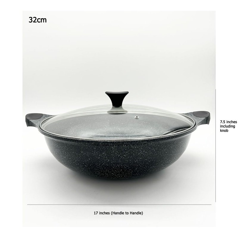 Dream Chef Non stick Marble Coated Two Handle Wok Pan