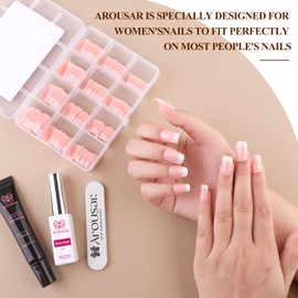 Arousar Smooth False Nails Square Nail Tips, 240 Pieces Medium Length Skin Colour Fake Nails White Nail Tip for Gluing, French Acrylic Nail Tip, DIY Nail Art for Women