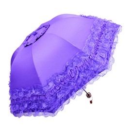 Honeystore Princess Lace Ultraviolet-Proof Folding Umbrella Anti-uv Dome Parasol Style1 Purple