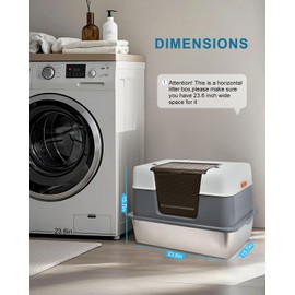 Scirove Stainless Steel Cat Litter Box Enclosed with Lid，Covered Metal Kitty Litter Box with Litter Mat and Odor Reduction Pack(2kg), Metal Scoop，Switchable Design, Easy Clean，Odor-Control, Leak-Proof