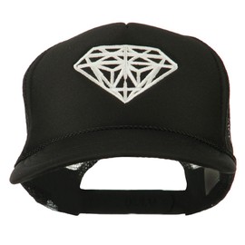 Youth Big Diamond Outline Embroidered Mesh Cap - Black OSFM