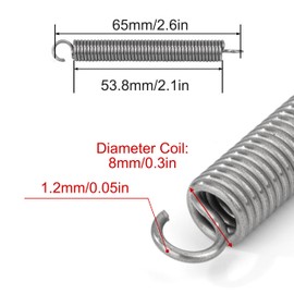 GUNGY Tension Springs with Hooks Stainless Steel Tension Spring 65 mm Outer Diameter 8 mm Wire Diameter 1.2 mm Hook Angle 90 Degree Maximum Tensile Force 4.2 kg 1.2 x 8 x 65 mm Pack of 10