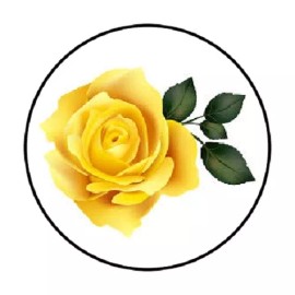 Homemade 48 YELLOW ROSE ENVELOPE SEALS LABELS STICKERS 1.2" ROUND