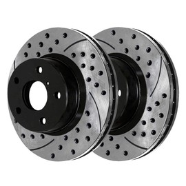 AutoShack Front and Rear Drilled Slotted Brake Rotors Black Set of 4 Replacement for Nissan 370Z 350Z INFINITI M35 G25 QX50 M45 EX37 2005-2008 G35 2008-2012 EX35 2009-2013 G37 2015 Q40 PR41377PR41389