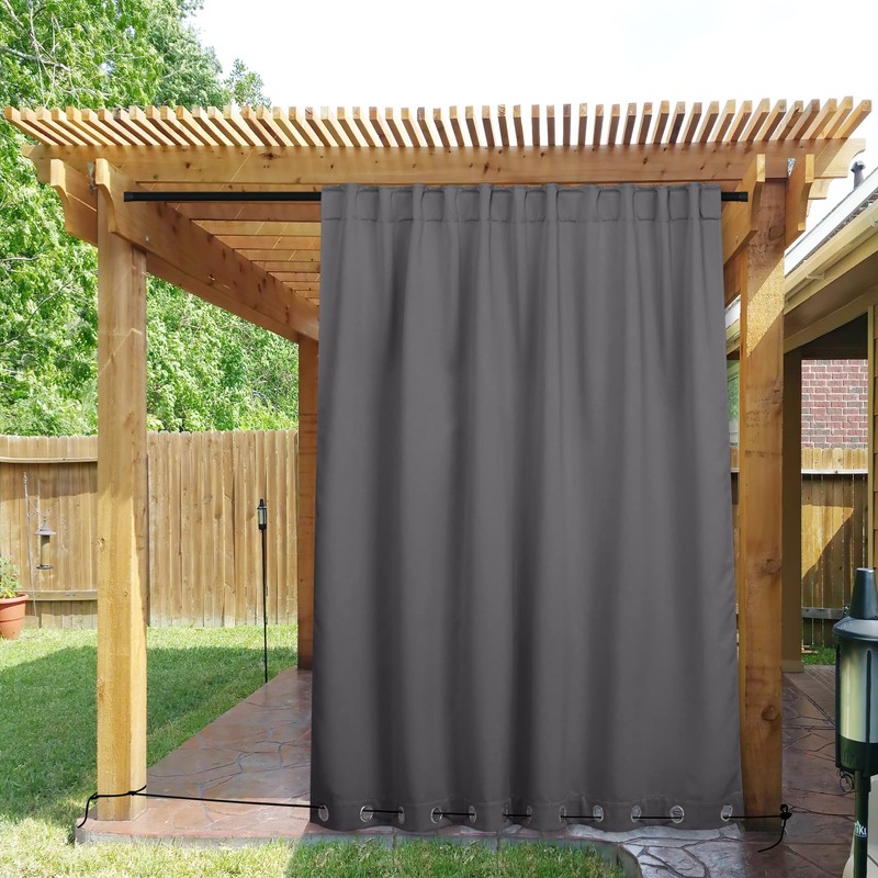 NICETOWN 2 Panels Weighted Blackout Curtains for Patio Waterproof, Top