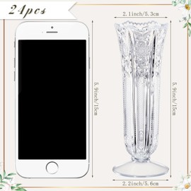 Eaasty 24 Pcs Small Plastic Vases, Mini Vases for Flowers, 6 Inch Clear Crystal Vases Plastic Centerpiece Vases for Wedding Home Office Table Decorations