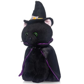 My OLi Plush Black Cat Stuffed Animals Soft Plush Black Cat Toys with Witch Hat and Cloak Cat Plush Toys Gifts for Kids Party Decoration