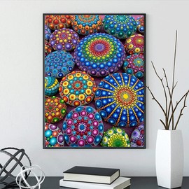 TRAYIDERR DIY 5D Mandala Pattern Diamond Painting Kits for Adults Full Round Drill Mandala Diamond Art Painting Gem Art Craft for Home Wall Decor Gift 12 x 16 inch