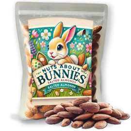 Nuts About Bunnies Easter Roasted Almonds - Gourmet Small-Batch Salted Almonds in Festive Bunny Packaging - Perfect Easter Basket Stuffer or Springtime Snack, 8oz Resealable Bag