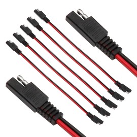 5 Pack 12 Gauge 2 Pin Quick Disconnect Wire Harness SAE Connectors - Versatile Kit for Motorcycles, Boats, Cars, and Tractors, 12in Red & Black Wires
