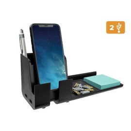 Bostitch Office Konnect Charging Station Desk Organizer Base, USB Phone Stand Compatible with Cell Phones & Tablets, Black