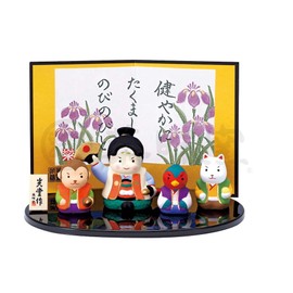 Nishikisai Momotaro Ornament [Momotaro] 4.5cm, (Dog) 3cm, (Monkey) 3cm, (Pheasant) 2.5cm] | May Doll