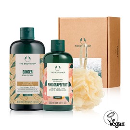 The Body Shop Scalp Care Ginger Shampoo & Body Wash Gift Set (Choose 1 Option) - Pink Grapefruit / 더바디샵 두피케어 진저 샴푸&바디워시 선물세트 (옵션 택1) - 핑크 그레이프후룻