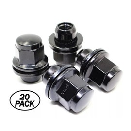 Set of 20 12x1.5 Veritek Mag OEM Factory Washer Style Black Lug Nuts 13/16 Hex 1.47 Inch for Lexus Toyota