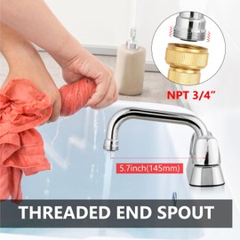 GBBNE 2 Handles Utility Laundry Sink Faucet 4 Inch Centerest Laundry Faucets for Utility Sink Laundry & Utility Room Sink Faucet with Swivel Spout and NPT3/4 Threaded End Polish Chrome