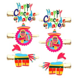 Boderier 6 Pack Cinco De Mayo Hair Clip for Women Mexican Fiesta Hair Clips Enamel Sombrero Pinata Chili Pepper Hair Barrettes Mexican Holiday Hair Accessories Gift (Donkey)