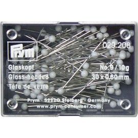 Prym 029208 Glass Head Pins, 0.60 x 30 mm, White, 10 g
