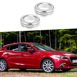 A ABSOPRO Air Conditioner Control Decals Stickers Covers for Mazda CX-5 2014-2019 Interior Bling AC Knob Caps Faux Crystal Decorations Silver Tone (Set of 2)