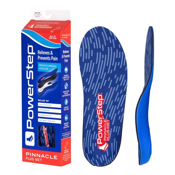 Powerstep Pinnacle Plus Ball of Foot Pain Relief Orthotics - Shoe Inserts for Metatarsalgia, Arch Support, and Morton's Neuroma Pain Relief - Shoe Insoles with Metatarsal Pad (M 14-15).