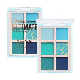 Avocado Eyeshadow Palette Blue and Green Six-Color Charming Matte Shimmer Eyeshadow Highly Pigmented Forest Emerald Gemstone Eye Makeup Suitable for Women's Stage Festival Makeup