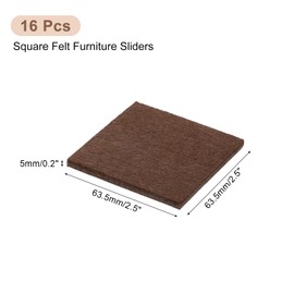 uxcell Furniture Pads, 16Pcs 2.5" - Square Self Adhesive Felt Furniture Pads, Floor Protectors for Furniture Feet Chairs Legs Hardwood Floors (Brown)