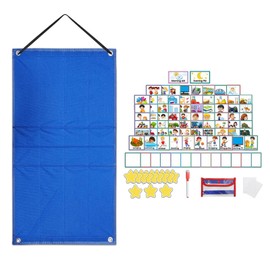 Perfeclan Visual Schedule for Kids Wall Planner with Cards Responsibility Daily Schedule Pocket Chart Routine Chart for Activity Office