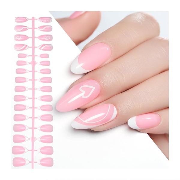 Gelike ec Soft Gel Press On Nails: Medium Almond X-French