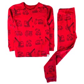 LittLong 12M-5Y - Conjunto de 2 piezas de pijama de 100% algodón para niños y niñas, 12M-5Y, Rojo, 3 Años/4 Años