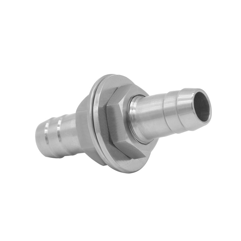 Fitvell Stainless Steel 1/4" Hose Barb Bulkhead Fitting Thru-Bulk Bulkhead