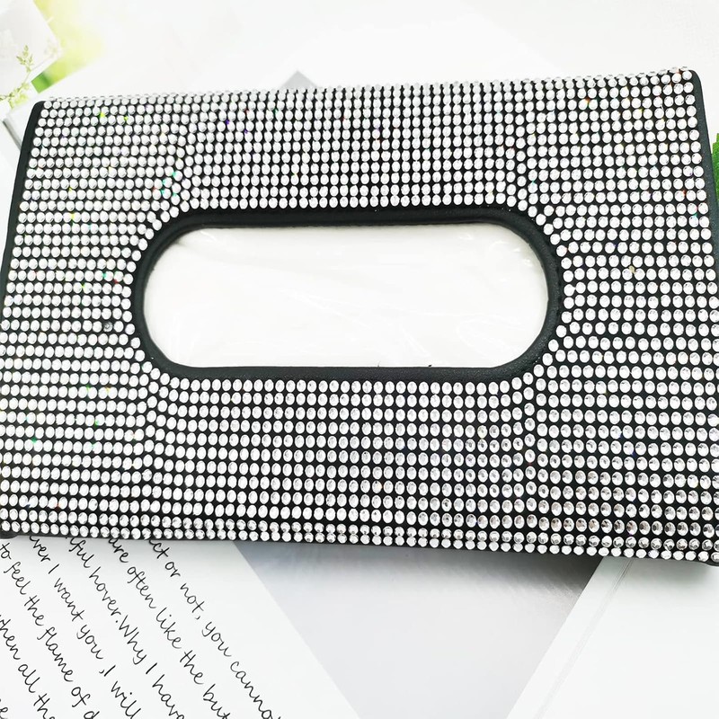 Tissue Box, Glitter Car, Glitter Crystal Tissue Holder, Rectangular Tissue