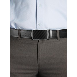 SKiporty Mens Belt,Ratchet Belts for Men Leather 1 3/8'' Adjustable for Dress Jeans A-Black 01 46" to 52" Waist Adjustable