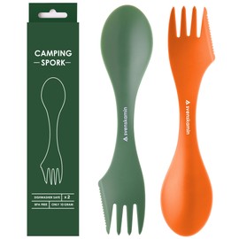 Juego de 2 Sporks de Camping Reutilizables - Sporks de Viaje 3 en 1, Utensilios Ligeros y Duraderos y Cubiertos para Portón Trasero, al Aire Libre, Se