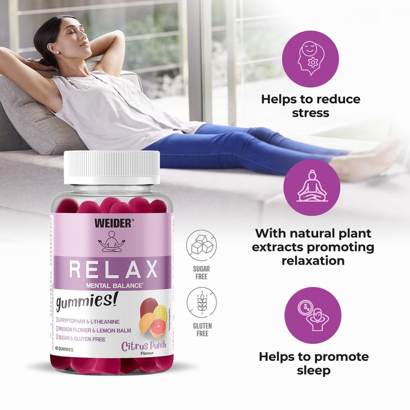 Weider Relax Gummies (40 Gums) Citrus Punch Flavour. Gummies with