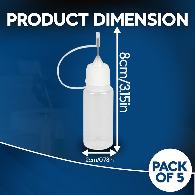 Pack of 5 Precision Applicator Bottle 10ml Fine Tip Squeeze