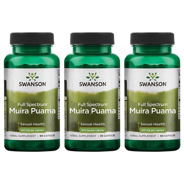 Swanson Muira Puama Root Sexual Health Virility Libido Boost Support Men's Women's Supplement 400 mg 90 Capsules (3 Pack)