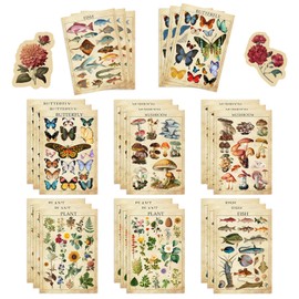 24 Sheets Make Your Own Retro Nature Stickers,Make a Face Stickers Make-a-Face Party Favors DIY Stickers,Tear Resistant Reusable Sticker,for Festival,Reward,Art Craft,School