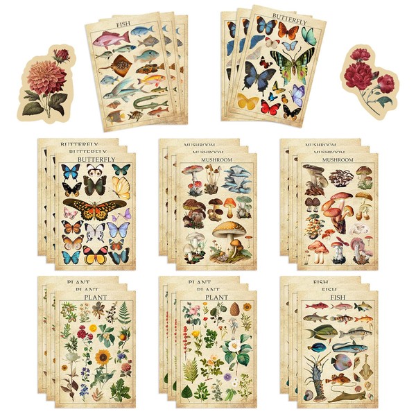 24 Sheets Make Your Own Retro Nature Stickers,Make a Face
