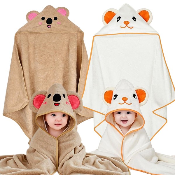 etokdos Baby Bath Towels 2 Pack Toddler Towels with Hooded