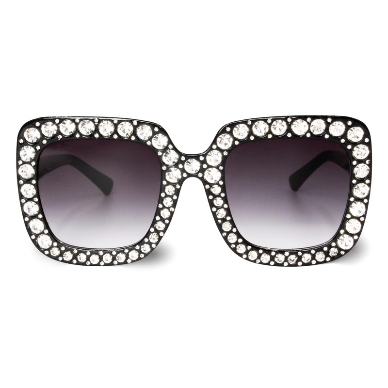Xpectrum Extra Large Square Crystal Sunglasses Bling Rhinestone Concert Glasses