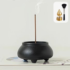 Nannlia Incense Stand, Incense Burner, Japanese Style, Ceramic, Mini, Stylish, Incense Stand, Mini Buddhist Altar, Simple, Incense Plate (Black)
