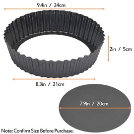 2 Pack Nonstick Tart Pan, Carbon Steel Deep-Dish Quiche Pan Pie Pan with Removable Loose Bottom, 24cm