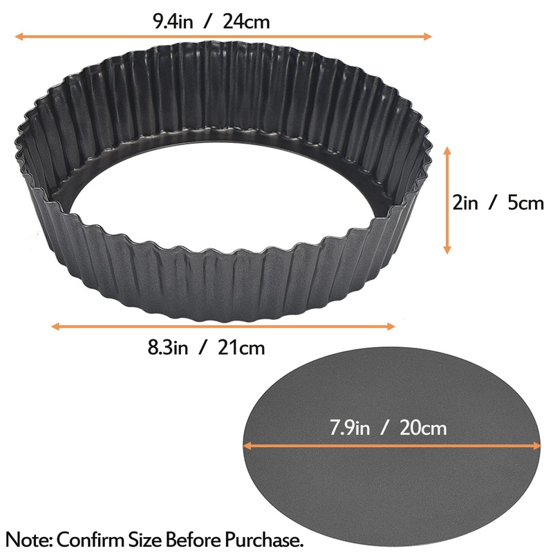 2 Pack Nonstick Tart Pan, Carbon Steel Deep-Dish Quiche Pan