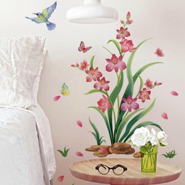 Wall Stickers Flowers and Birds Large - Pink Flower Wall Stickers Flowers Birds Wall Decals Bedroom Living Room Home 1709