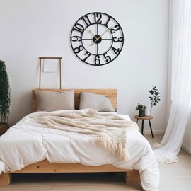 Mee 2ou Large Wall Clock for Living Room Decor - 40cm/ 16 Inches Silent Non-Ticking Metal Wall Clocks Battery Operated, Vintage Decorative Modern Wall Clock for Bedroom, Office, Farmhouse Decor