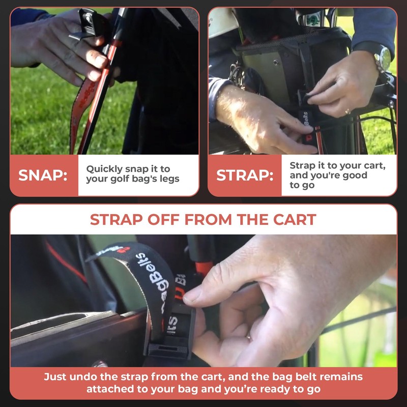 BagBelts Golf Bag Cart Straps, Golf Cart Belt Attachment, Holds